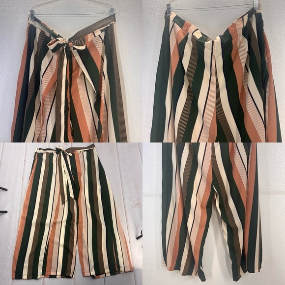 NWOT  Women's Plus Size Printed Drawstring Waist Split Side Wide Leg Pants - Picture 13 of 17